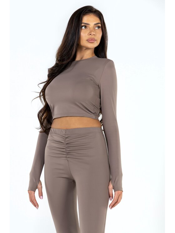Agatha Studio Agatha Studio Komplet bluzka i spodnie A26ZS-KA-K56 Beżowy Slim Fit