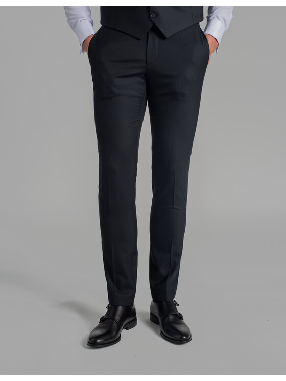 Borgio Borgio Spodnie garniturowe rosolini Granatowy Slim Fit