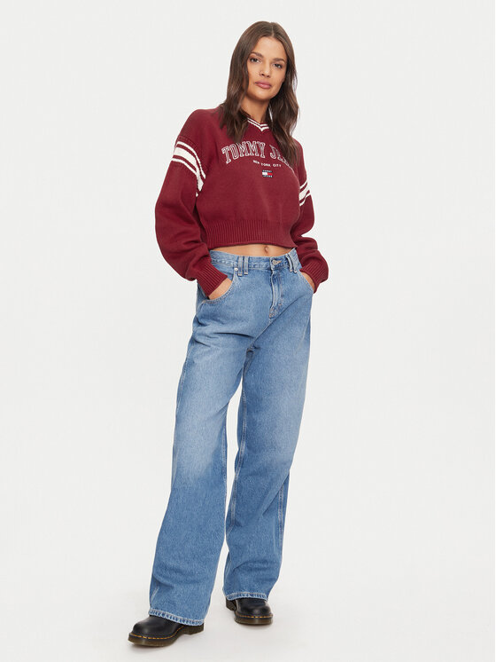 Tommy Jeans Tommy Jeans Sweter Varsity DW0DW18692 Czerwony Relaxed Fit