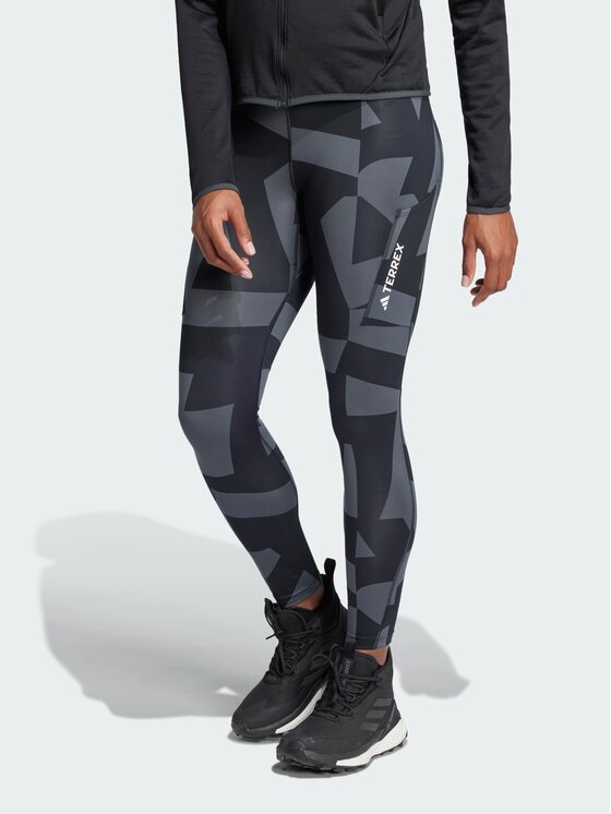 adidas adidas Legginsy Terrex Multi Tights Printed Szary Fitted Fit