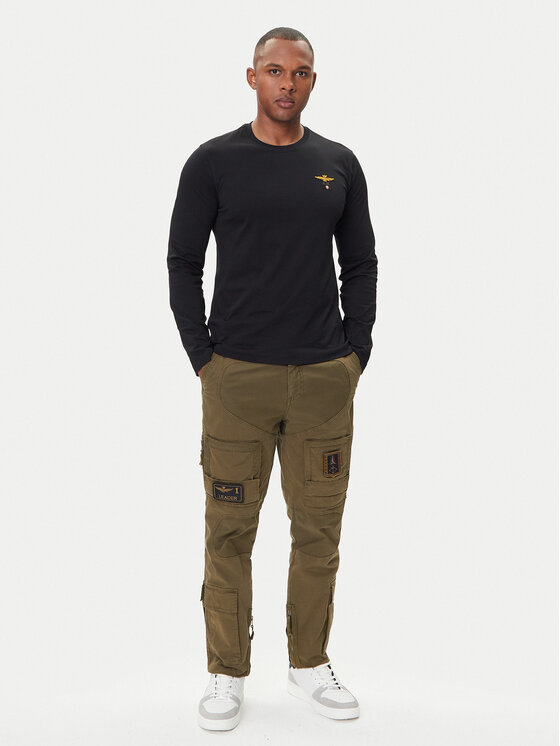 Aeronautica Militare Aeronautica Militare Majica dugih rukava 252TS2390UJ00372 Crna Regular Fit