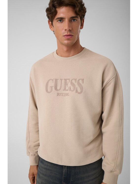 Guess Guess Bluza 184899 Beżowy Classic Fit