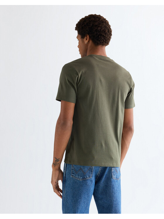 Wrangler Wrangler T-Shirt SIGN OFF TEE Zielony Regular Fit