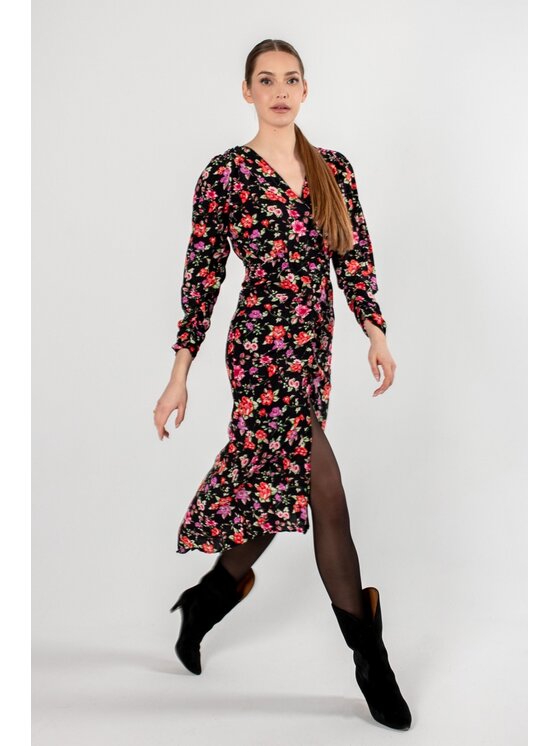 Melismee Stockholm Melismee Stockholm Sukienka codzienna Greta Flowers Czarny Regular Fit