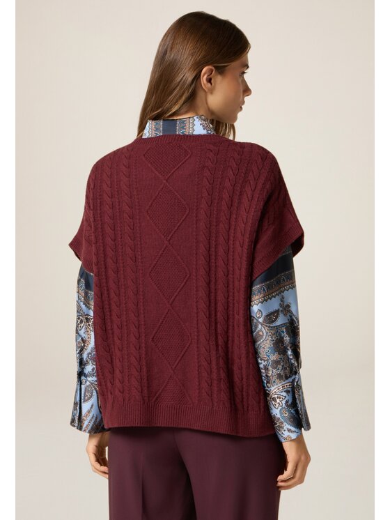 Oltre Oltre Sweter M501E001876N036 Bordowy Baggy Fit