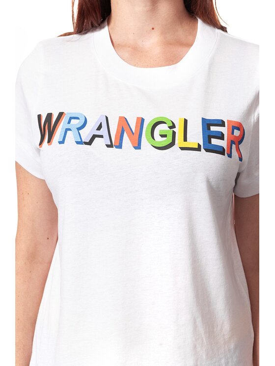 Wrangler Wrangler T-Shirt T-SHIRTS 80'S TEE Biały Regular Fit