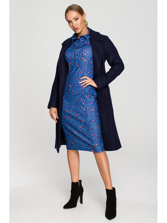 Made of Emotion Made of Emotion Płaszcz przejściowy M708 Granatowy Casual Fit