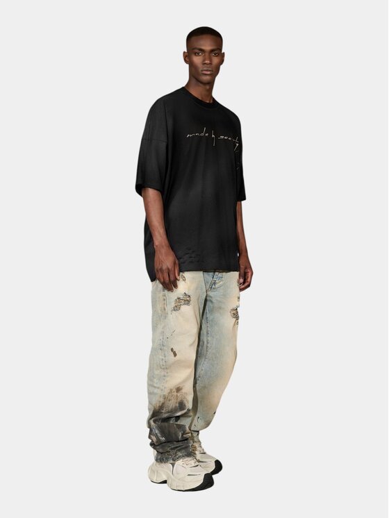 MADE BY SOCIETY MADE BY SOCIETY T-Shirt Tricou URBAN RHYTHM - T17291 Czarny Basic Fit
