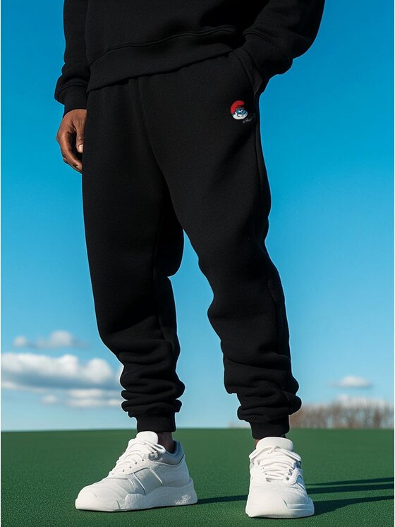 Smerfy Smerfy Spodnie dresowe Spodnie Dresowe Męskie Czarne Smerfy Papa Smerf XL Czarny Regular Fit