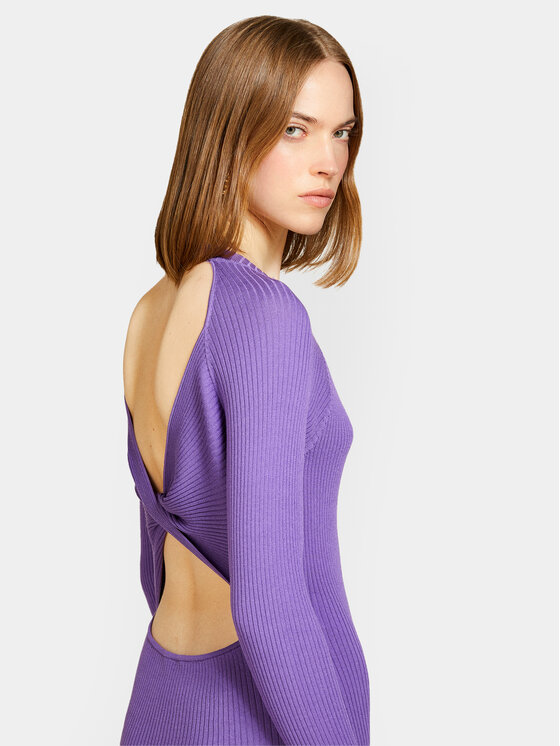 Sisley Sisley Pletena obleka 1B7YMV00M Vijolična Slim Fit