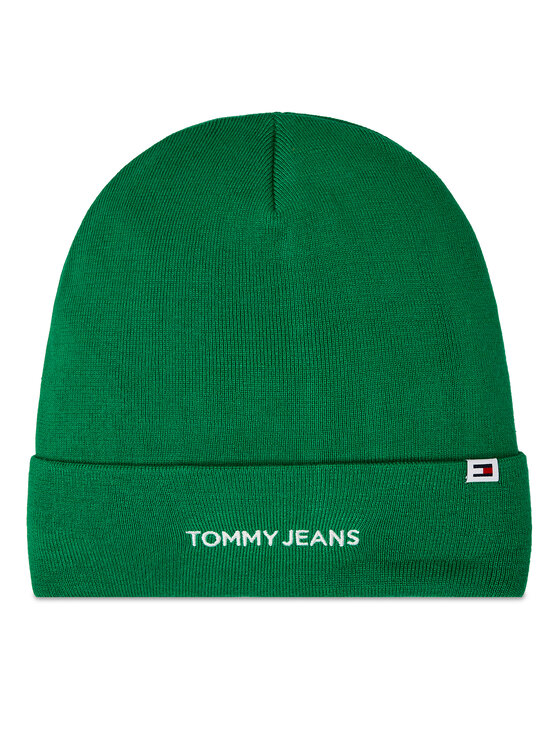 Tommy Jeans Cepure Tjw Linear Logo Beanie AW0AW15843 Zaļš