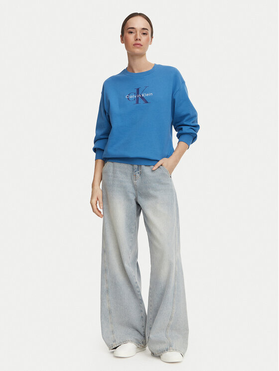 Calvin Klein Jeans Calvin Klein Jeans Džemperis Monologo LV047B234G Mėlyna Relaxed Fit