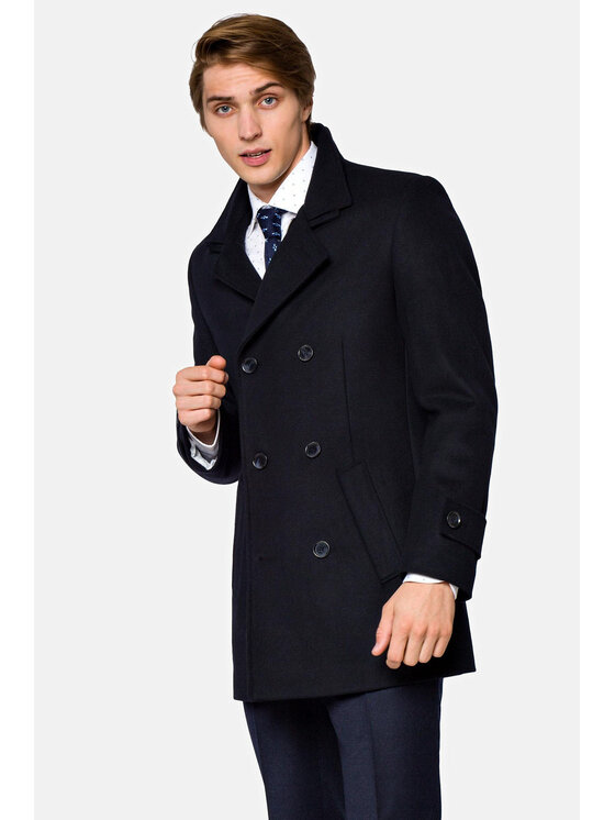 Lancerto Lancerto Płaszcz wełniany Embrace 2 Granatowy Regular Fit