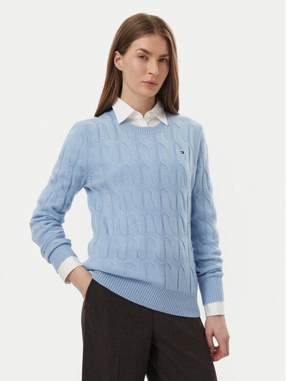 Tommy Hilfiger Tommy Hilfiger Sweter WW0WW43586 Niebieski jasny Regular Fit