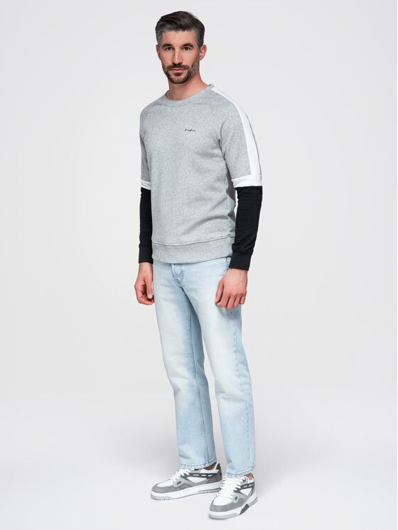 Ombre Ombre Mikina OM-SSNZ-22FW-003 Světle šedá Regular Fit