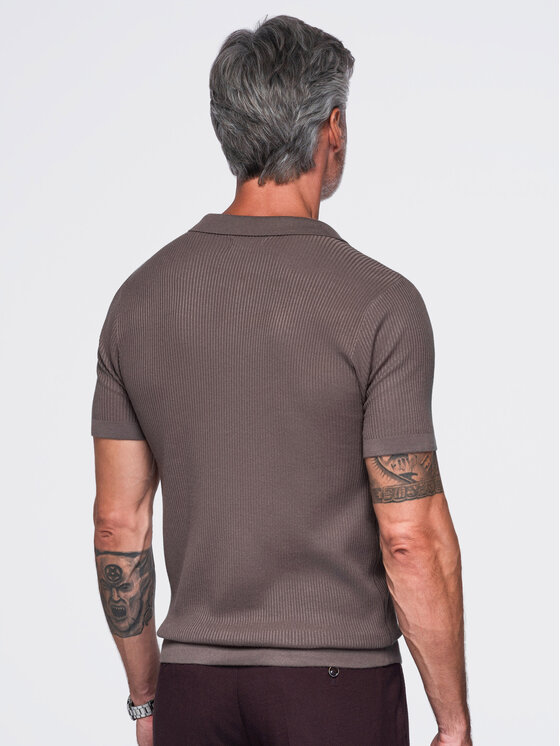 Ombre Ombre Polokošile OM-POSS-0182 Šedá Slim Fit