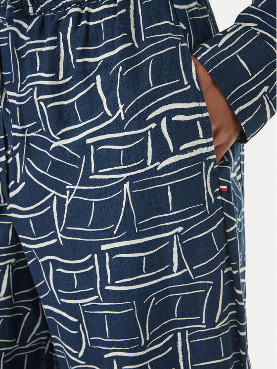 Tommy Hilfiger Tommy Hilfiger Текстилни панталони WW0WW48970 Тъмносин Wide Leg