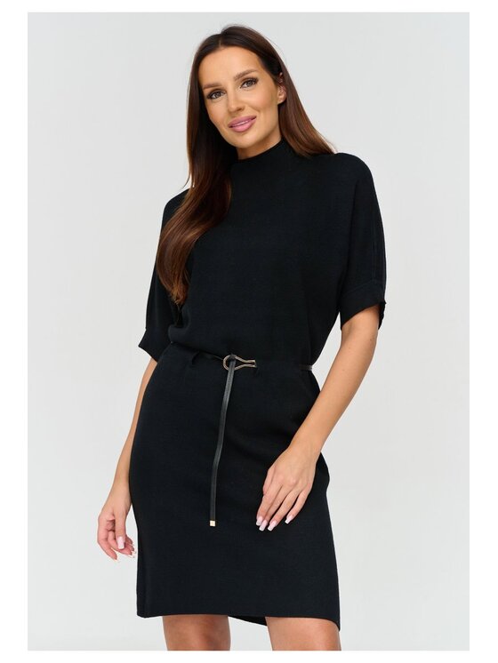 Makadamia Makadamia Sukienka codzienna C81 Czarny Loose Fit