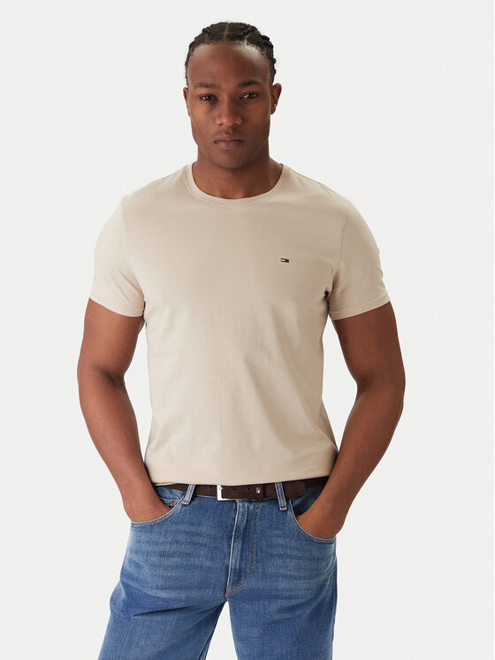Tommy Jeans Tommy Jeans T-Shirt DM0DM04411 Beżowy Slim Fit