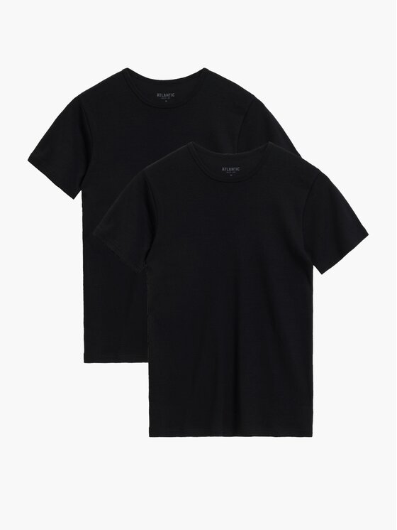 Atlantic Atlantic Podkoszulek basic Czarny Regular Fit