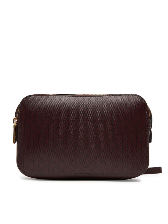 Calvin Klein Torebka Emblem Aop Elongated Camera Bag LV04F3268G Bordowy