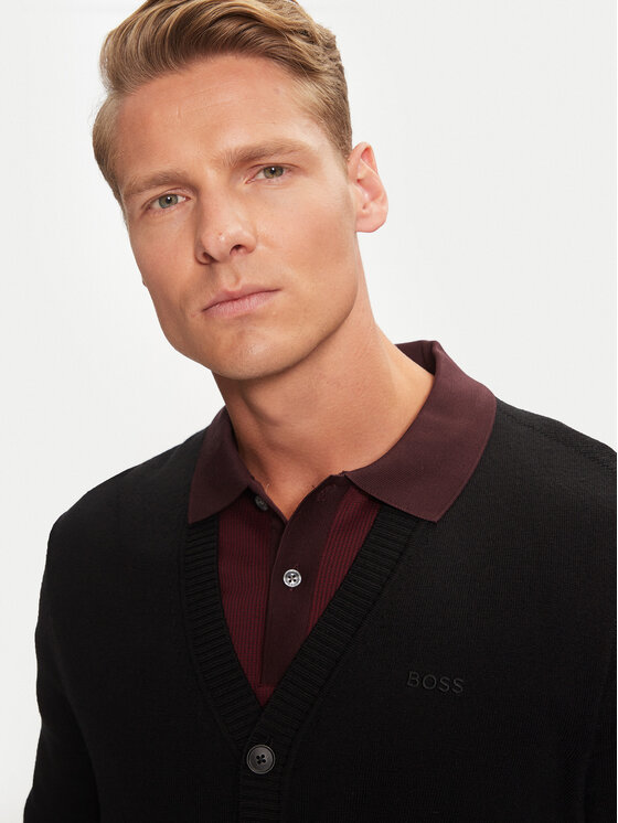 BOSS Boss Strickjacke Avac 50523574 Schwarz Regular Fit