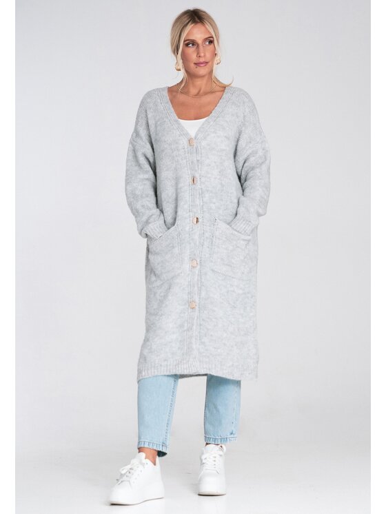 FIGL FIGL Kardigan M1237 Šedá Regular Fit
