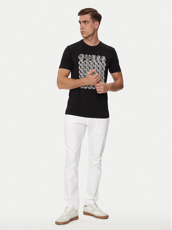 Guess Guess Marškinėliai M4YI29 J1314 Juoda Slim Fit