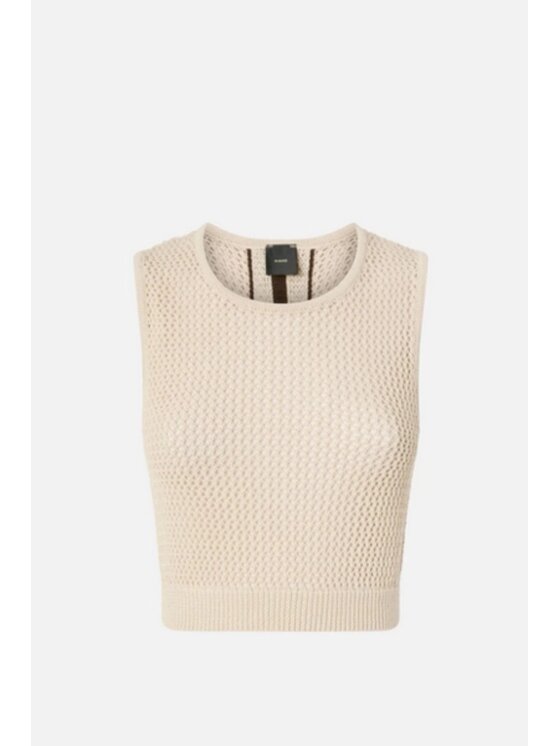 PINKO PINKO Top Crop bez rękawów Beige Slim Fit
