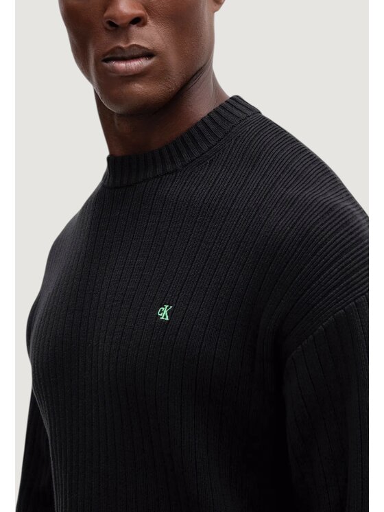 Calvin Klein Jeans Calvin Klein Jeans Πουλόβερ LS VERTICAL TEXTURE Μαύρο Casual Fit
