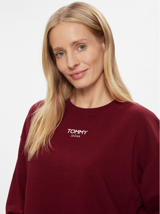 Tommy Jeans Tommy Jeans Majica dugih rukava Ess Logo DW0DW16393 Tamnocrvena Cropped Fit