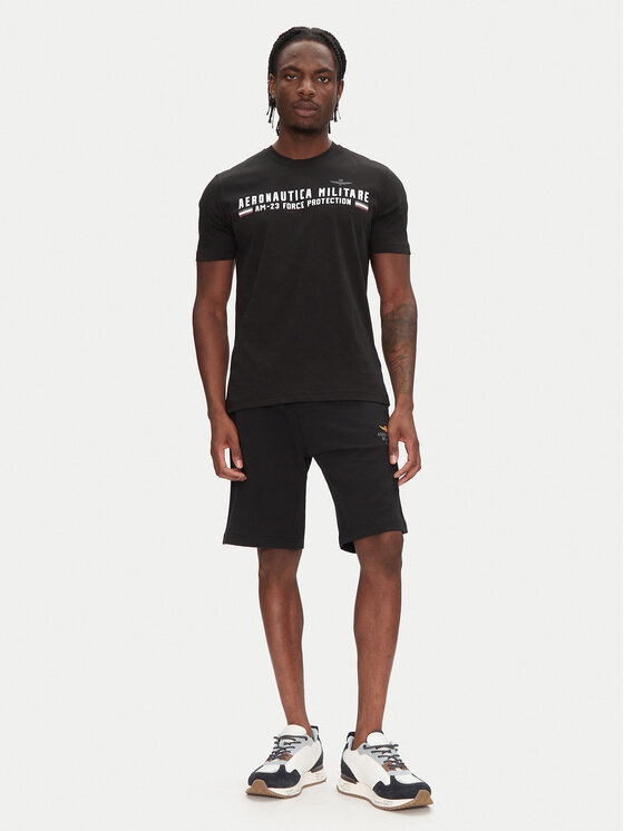 Aeronautica Militare Aeronautica Militare Pantaloni scurți sport 251BF017F459 Negru Regular Fit