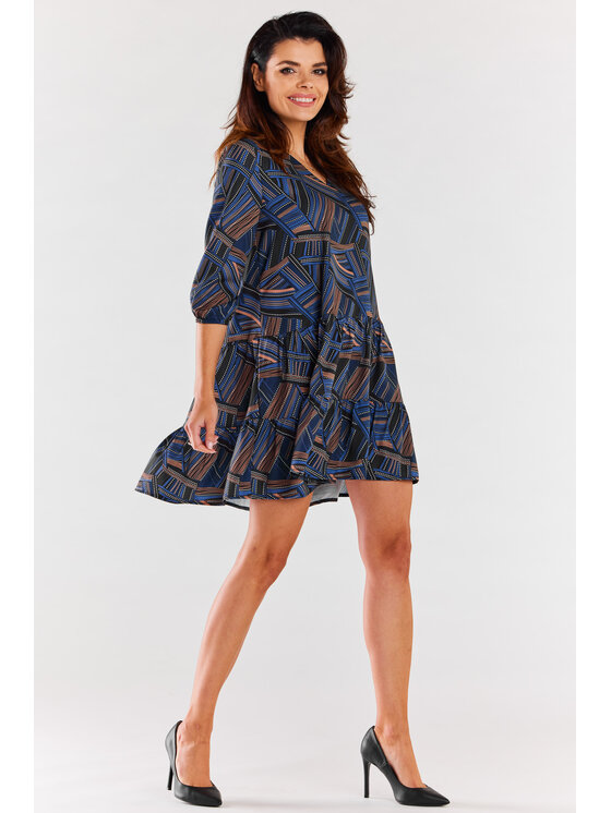 Awama Awama Sukienka codzienna A469 Granatowy Basic Fit