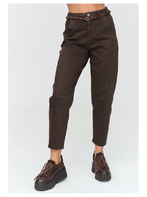 Makadamia Makadamia Jeansy C91 Brązowy Loose Fit
