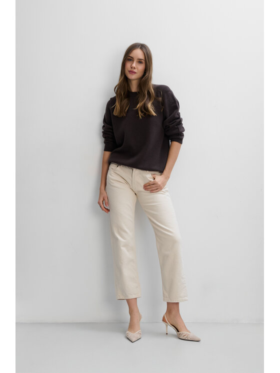 Fobya Fobya Sweter F2100 Brązowy Basic Fit