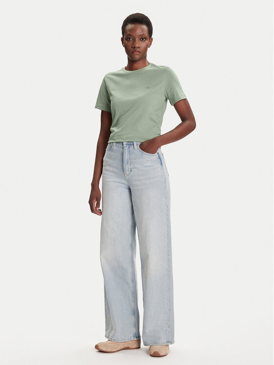 Gant Gant T-krekls Shield 4200200 Zaļš Regular Fit