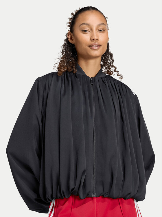 adidas adidas Bluza Satin Pleated Track Top LG4081 Czarny Relaxed Fit
