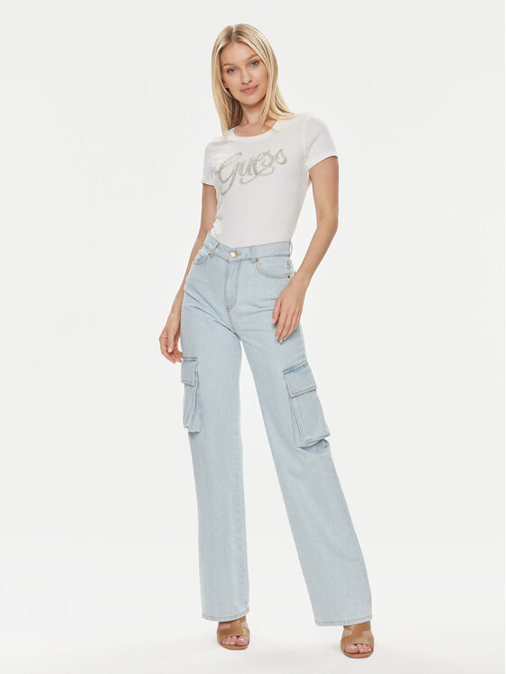 Guess Guess Tricou W4GI30 J1314 Alb Slim Fit