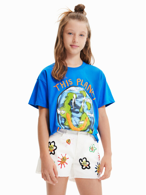 Desigual Desigual T-särk 23SBTK09 Sinine Regular Fit