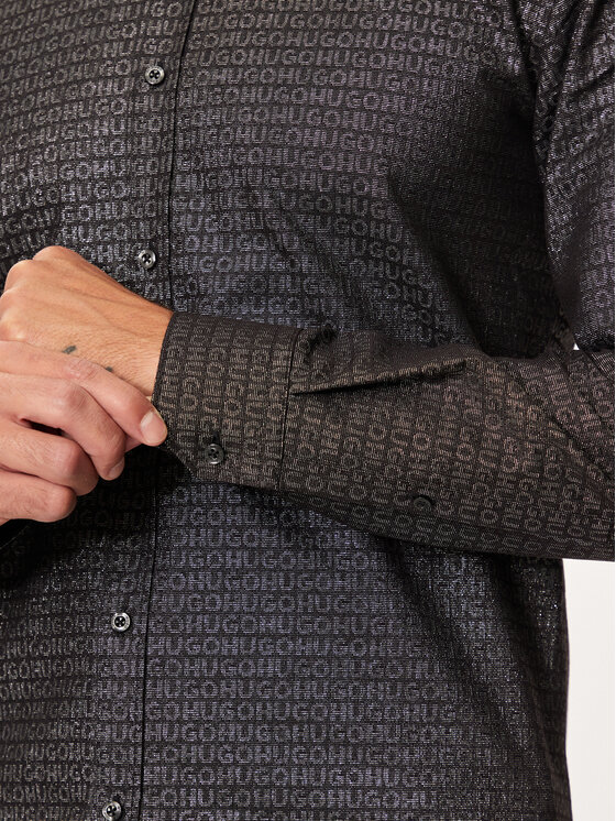 HUGO Hugo Marškiniai Elisha02 50524846 Juoda Extra Slim Fit