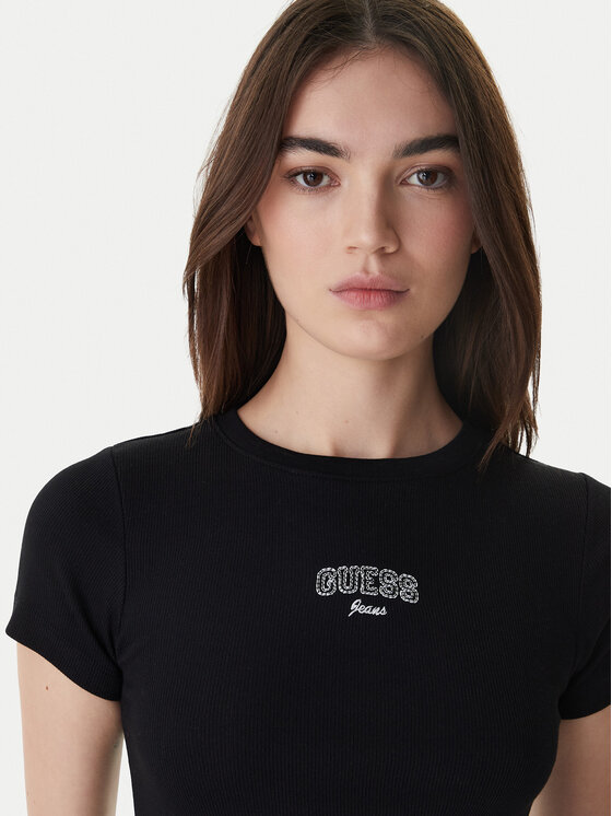 Guess Jeans Guess Jeans T-Shirt W6RP21 KA0H1 Černá Slim Fit