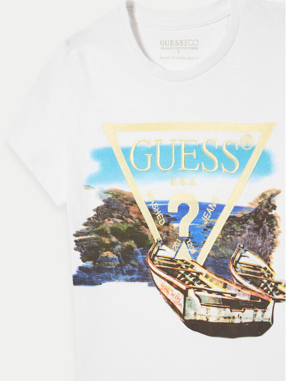 Guess Guess T-Shirt L5GI07 K6XN4 Biały Regular Fit