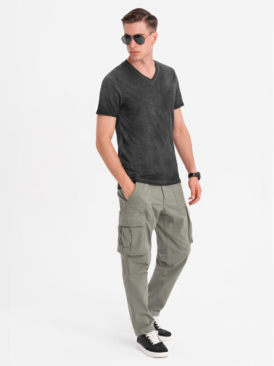 Ombre Ombre T-Shirt OM-TSWT-0242 Czarny Regular Fit