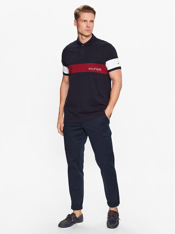 Tommy Hilfiger Tommy Hilfiger Polo Colourblock Placement MW0MW30755 Tamnoplava Regular Fit