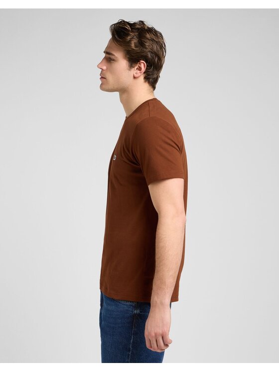 Lee Lee T-Shirt SS PATCH LOGO TEE Brązowy Regular Fit