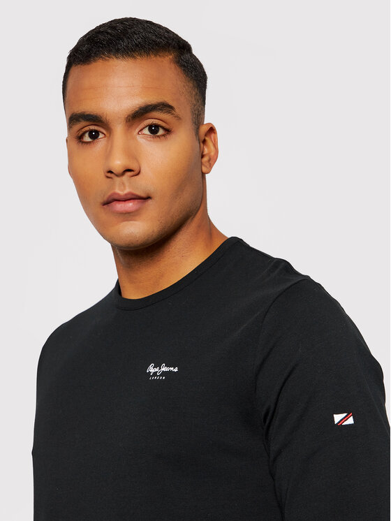 Pepe Jeans Pepe Jeans S dlhými rukávmi Original Basic 2 Long N PM508211 Čierna Slim Fit