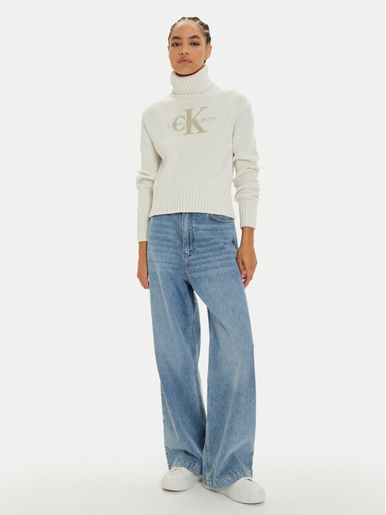 Calvin Klein Jeans Calvin Klein Jeans Dolčevita Chenille J20J224229 Bijela Regular Fit