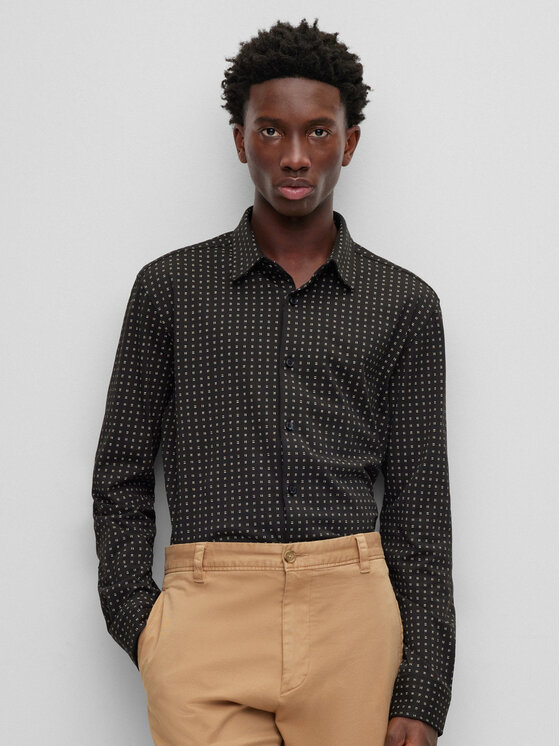 Camicia 50488342 Nero Slim Fit