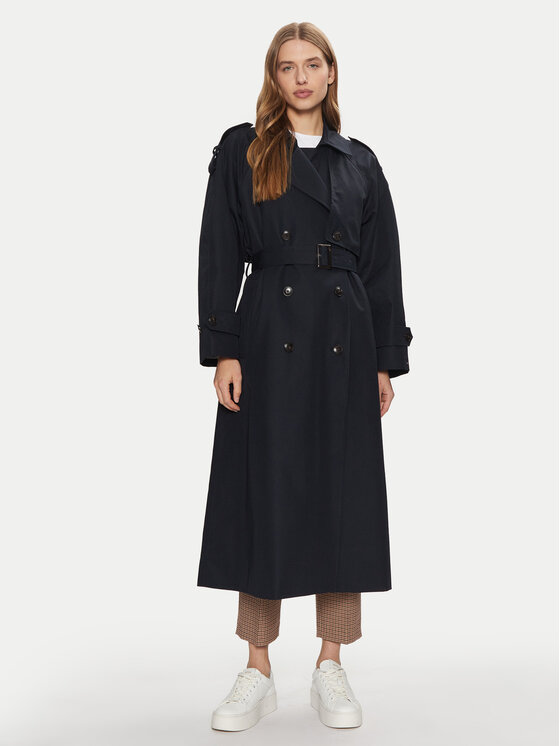 Tommy Hilfiger Tommy Hilfiger Trench WW0WW45918 Bleumarin Oversize
