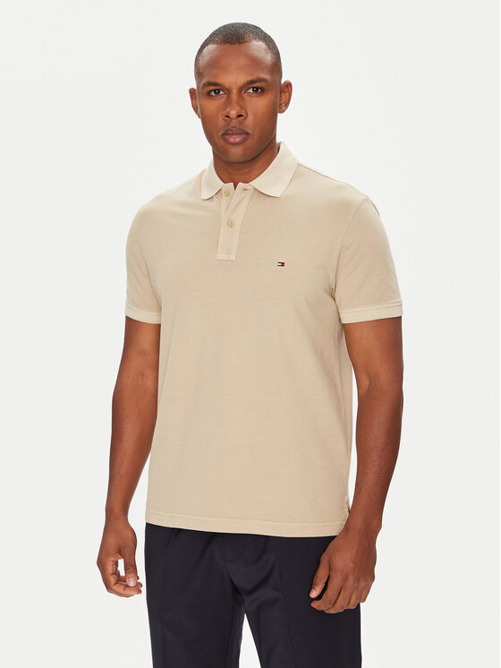 Tommy Hilfiger Tommy Hilfiger Polo MW0MW34757 Beżowy Regular Fit